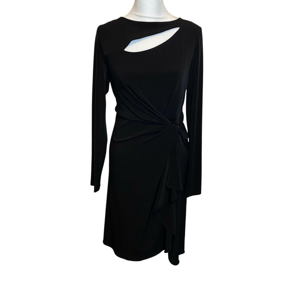 Catherine Malandrino Dress Women's Size 6 Black Long Sleeve Cocktail Evening